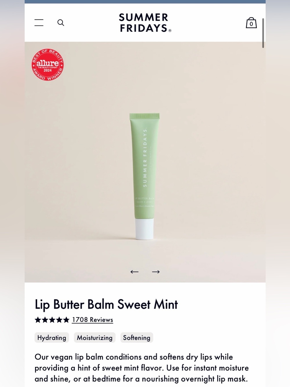 BRAND NEW Summer Fridays Lip Butter Balm - Sweet Mint (Green)